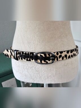 WHBM Leopard Calf Hair Statement Belt Chic Edgy L
